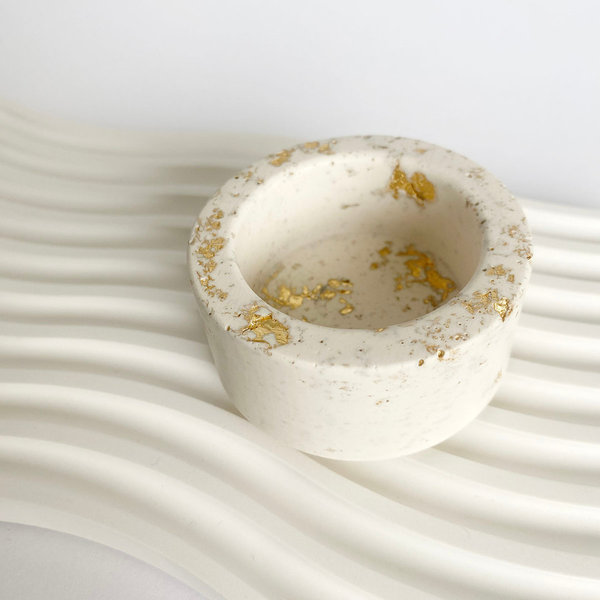 Keramik Teelichthalter mit Blattgold