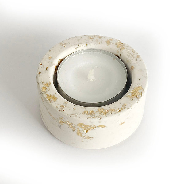 Keramik Teelichthalter mit Blattgold