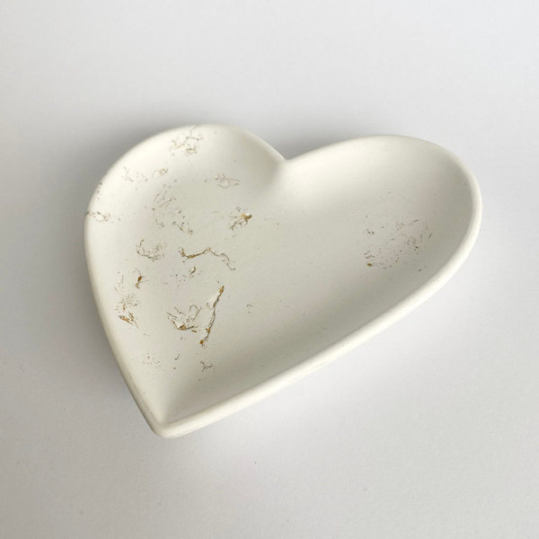 Keramik Schale Herz mit Blattgold