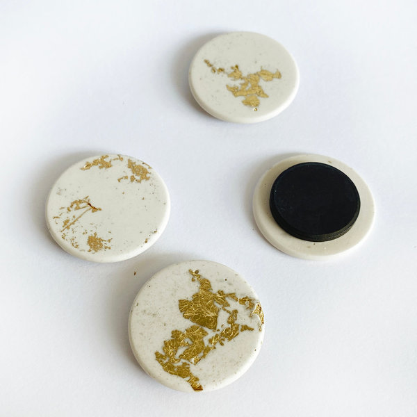 4 Keramik Magnete mit Blattgold